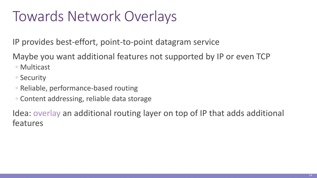 towards network overlays