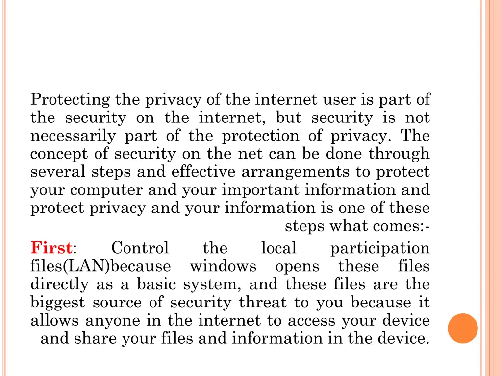 protecting the privacy of the internet user