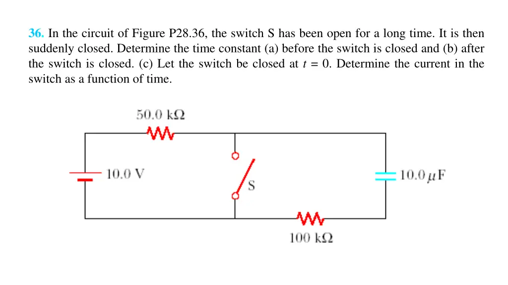 36 in the circuit of figure p28 36 the switch