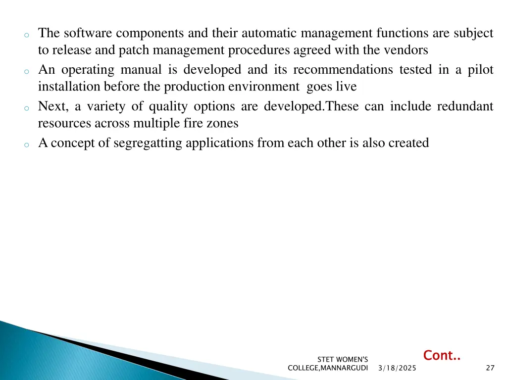 o the software components and their automatic