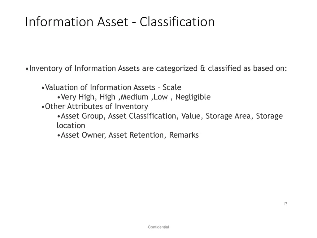 information asset classification