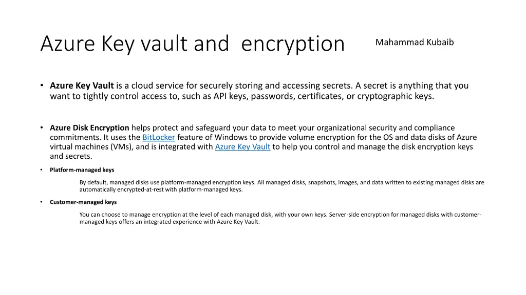 azure key vault and encryption
