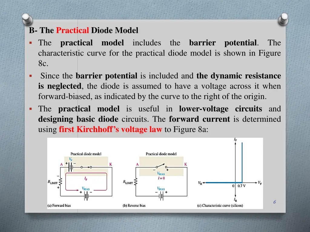 b the practical diode model the practical model