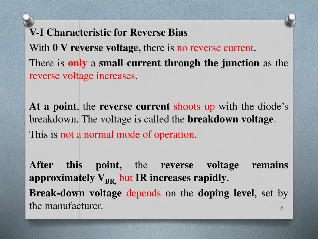 v i characteristic for reverse bias with