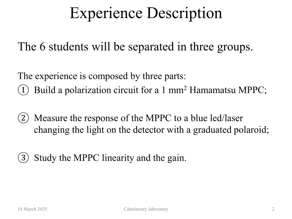 experience description