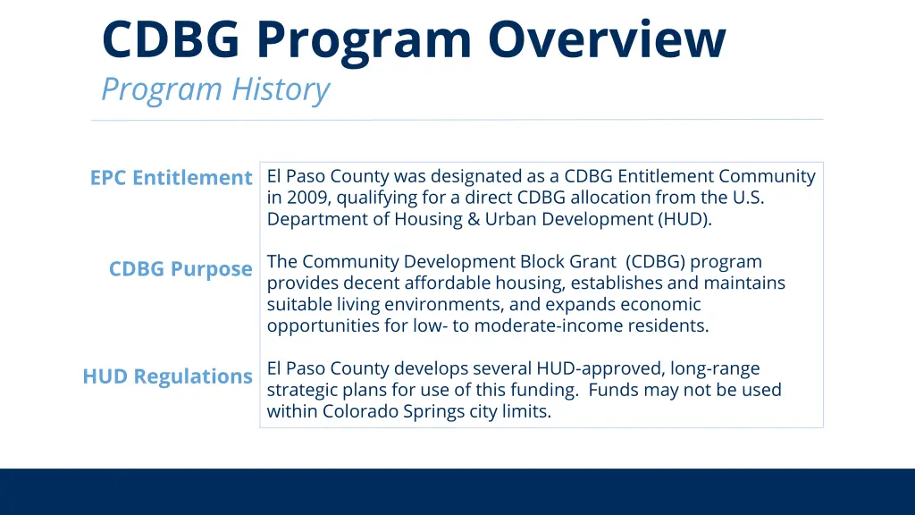 cdbg program overview program history