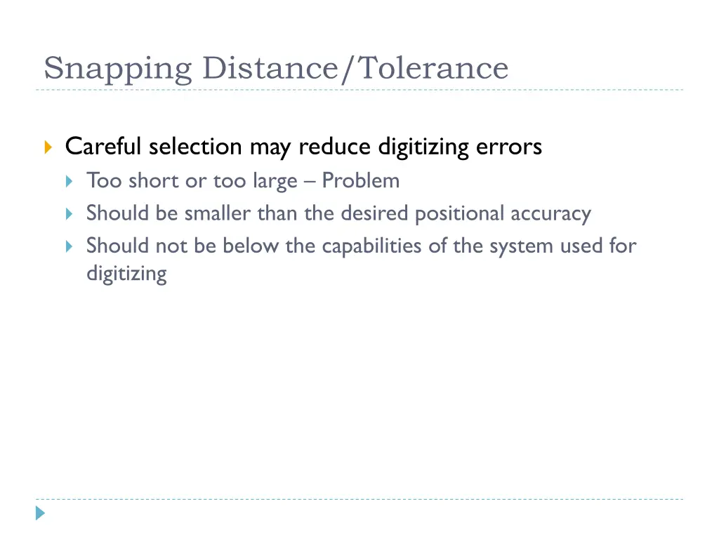 snapping distance tolerance