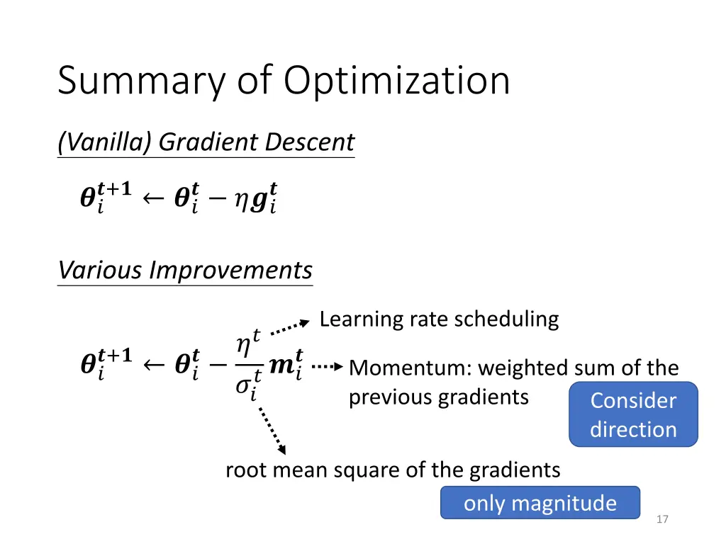 summary of optimization