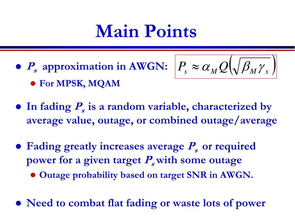 main points