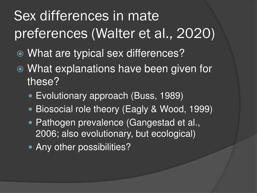 sex differences in mate preferences walter