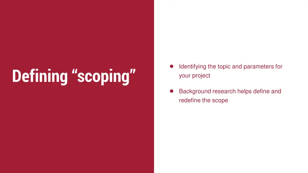 identifying the topic and parameters for your