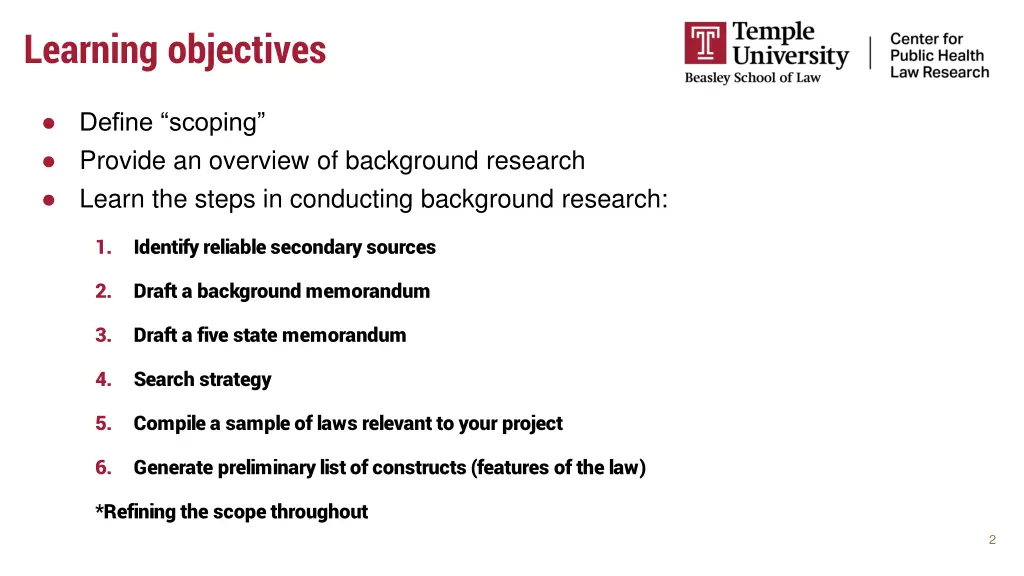 learning objectives