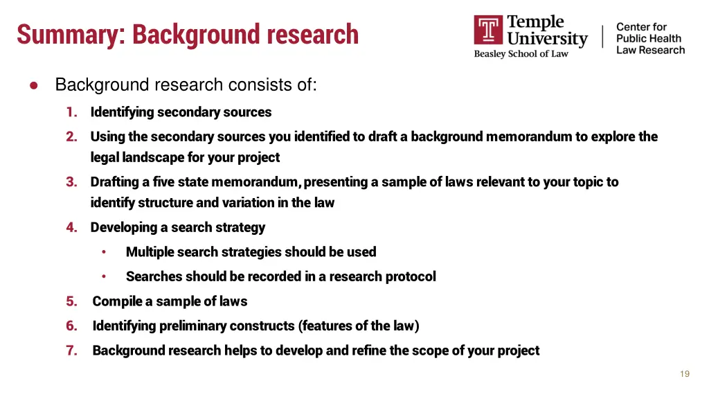 summary background research