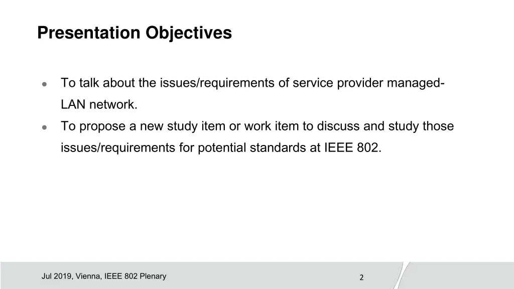 presentation objectives