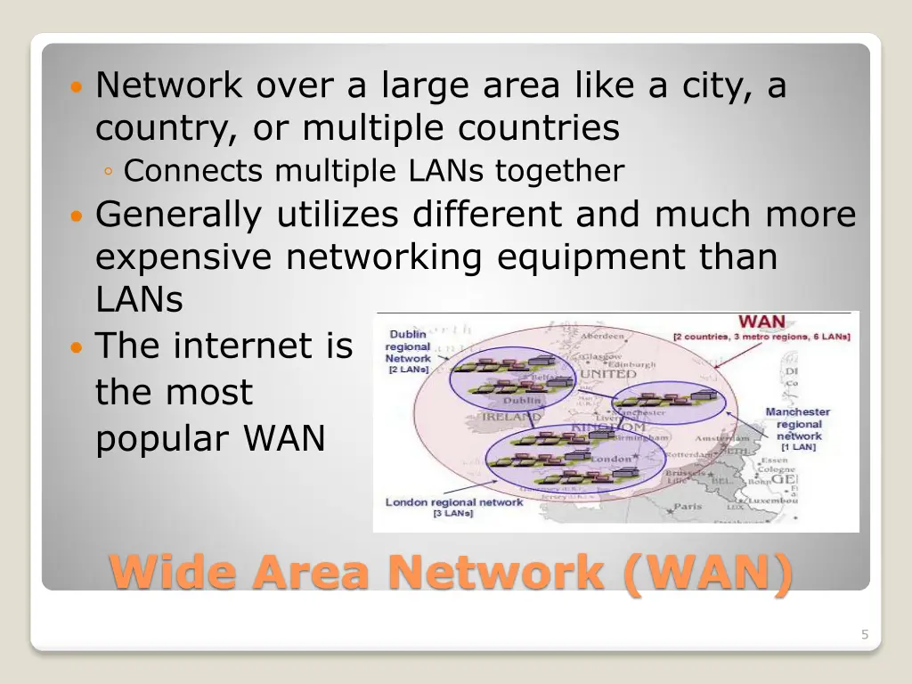 network over a large area like a city a country