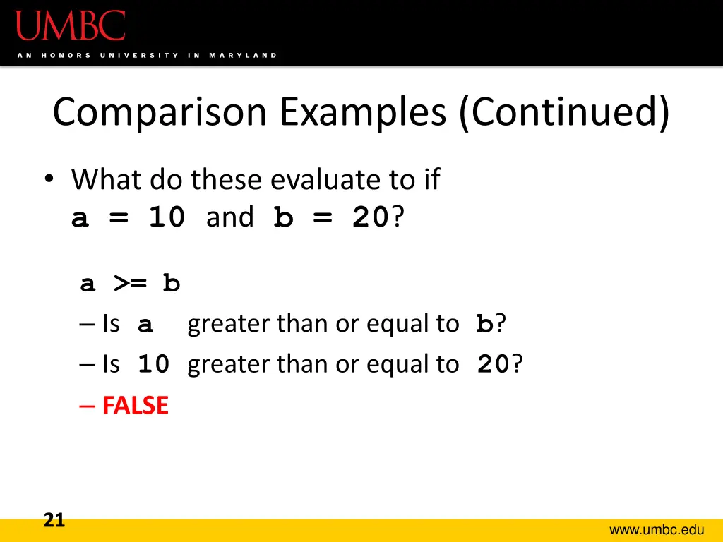comparison examples continued