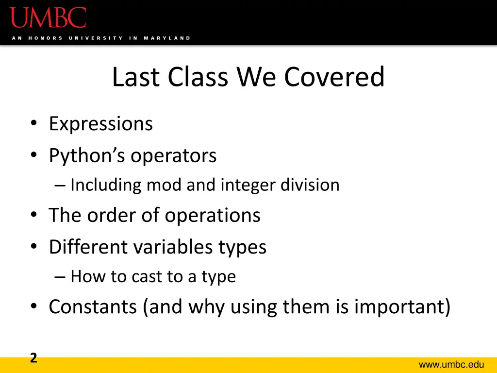 last class we covered