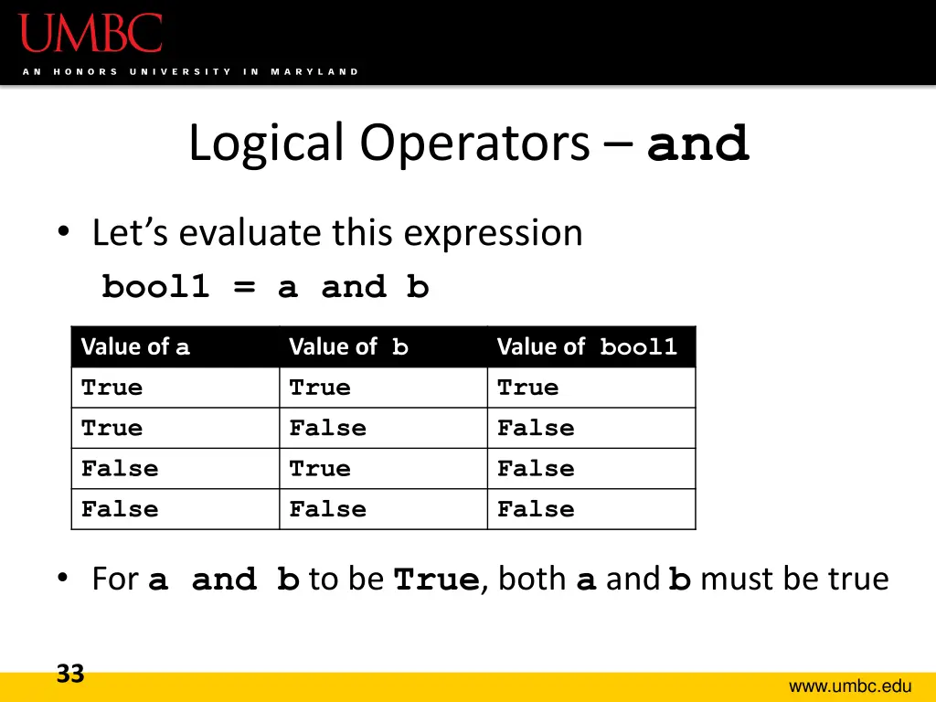 logical operators and 2