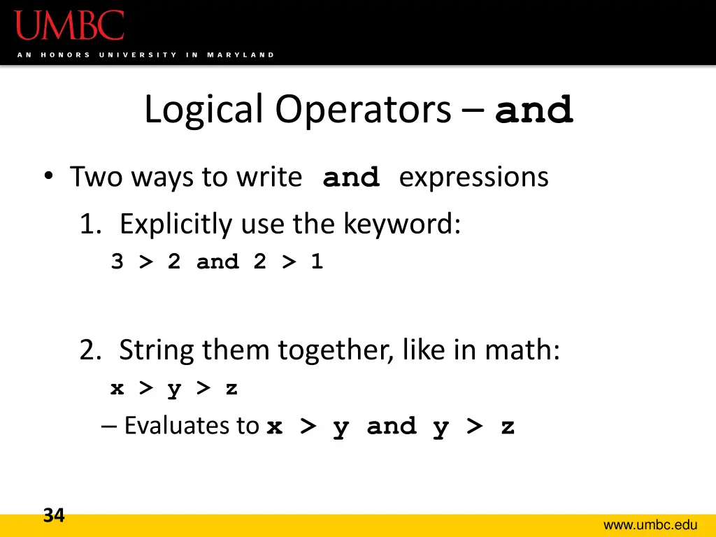 logical operators and 3