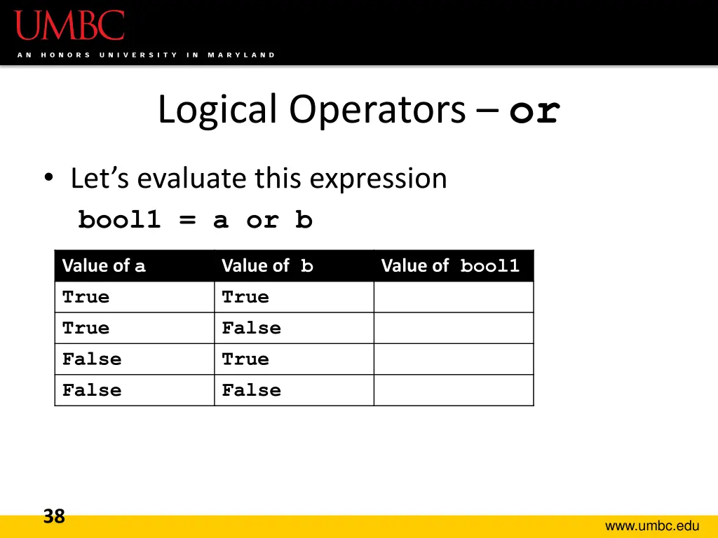 logical operators or 1