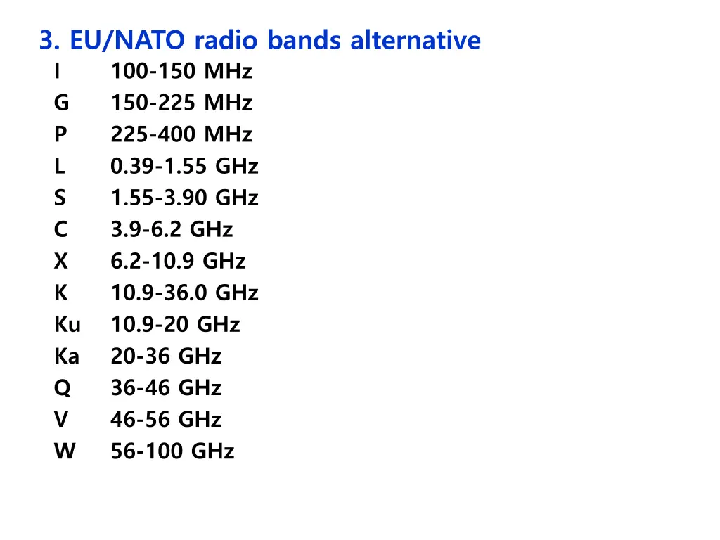 3 eu nato radio bands alternative
