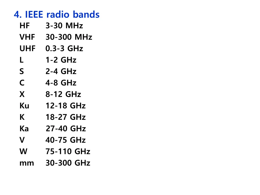 4 ieee radio bands