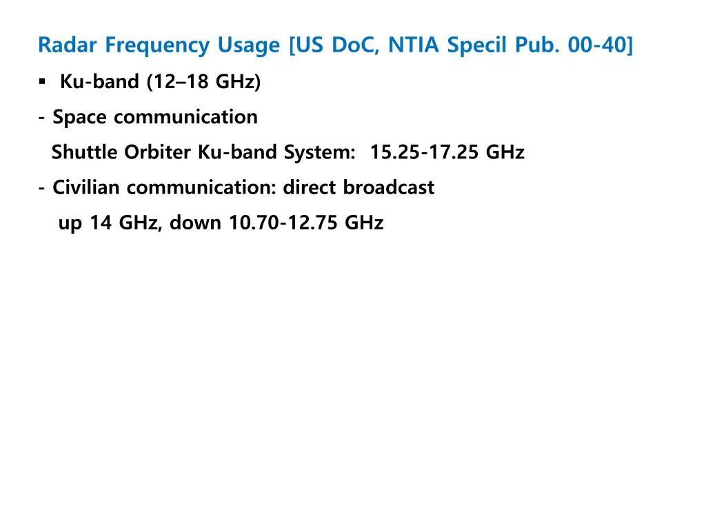radar frequency usage us doc ntia specil 2