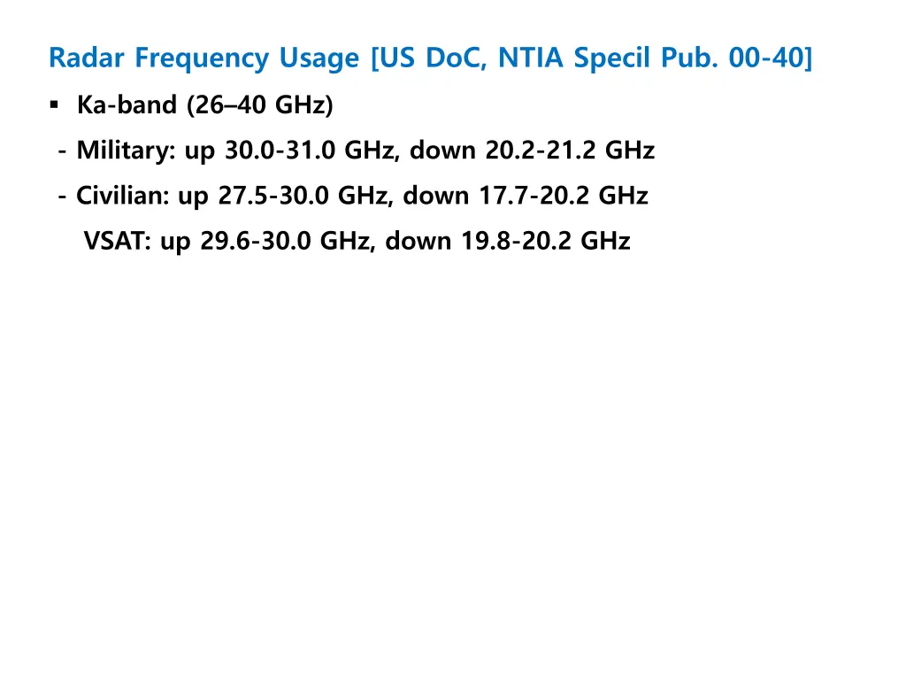 radar frequency usage us doc ntia specil 3