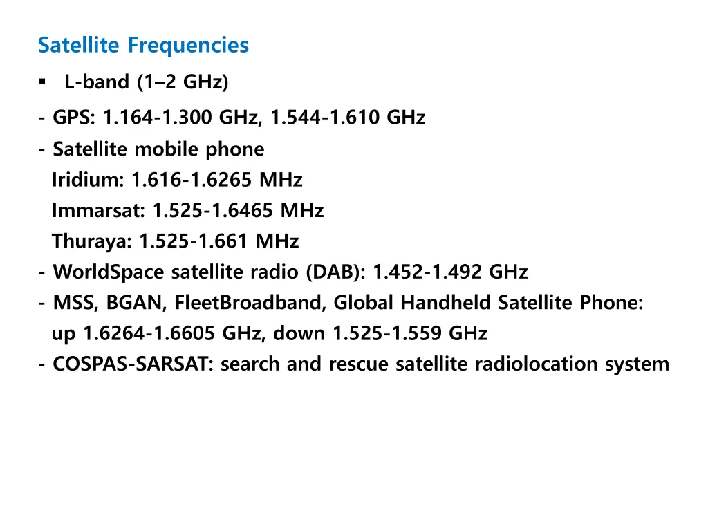 satellite frequencies l band
