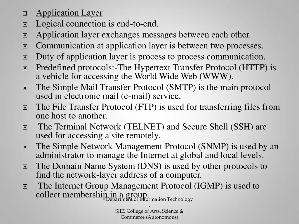 application layer logical connection
