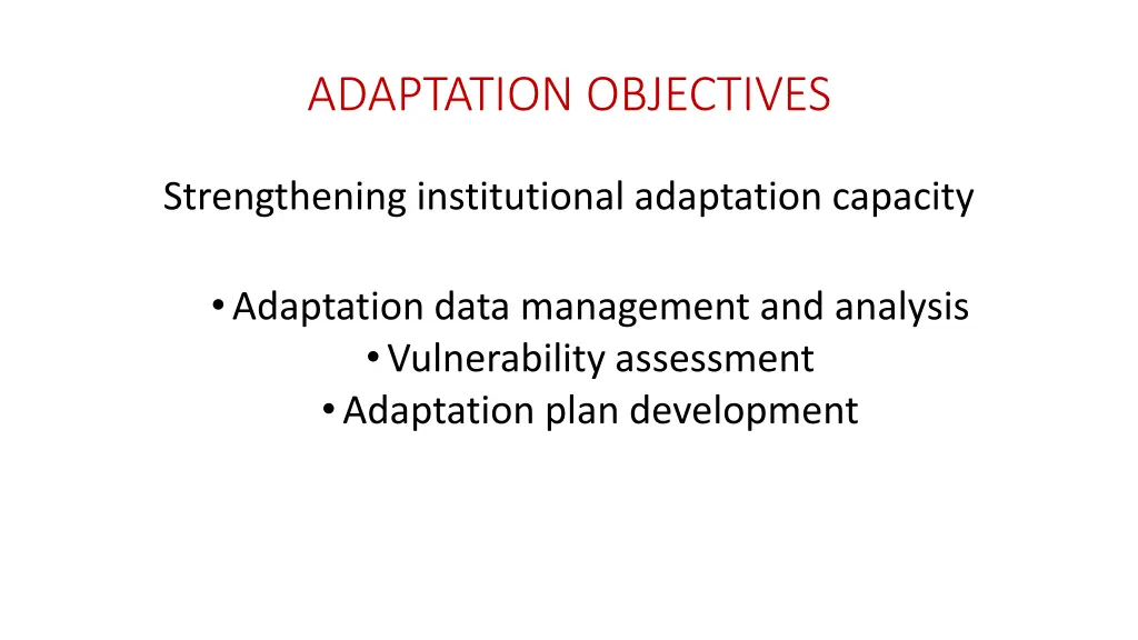 adaptation objectives