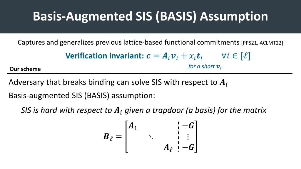 basis augmented sis basis assumption