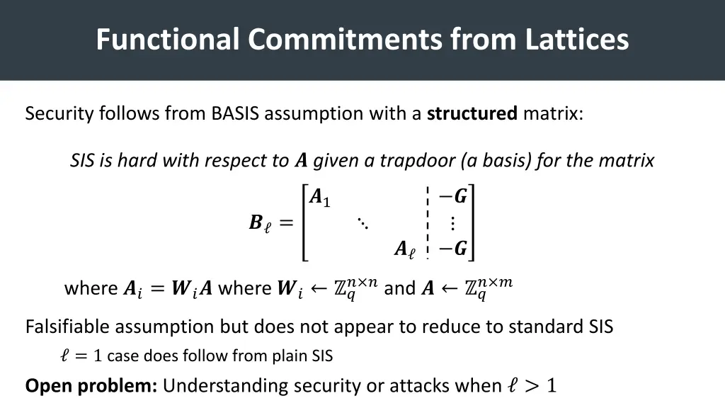 functional commitments from lattices