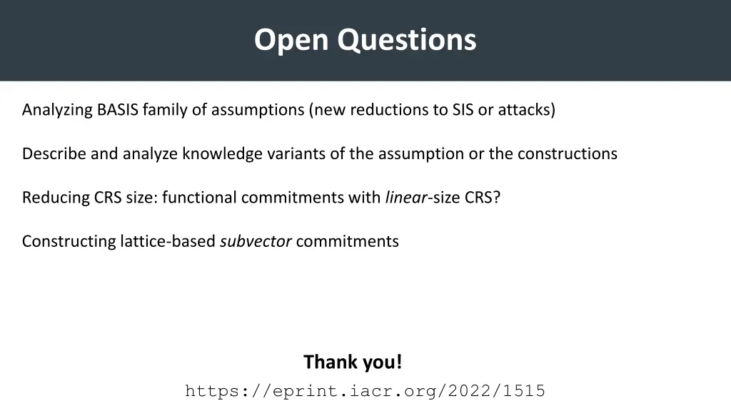open questions