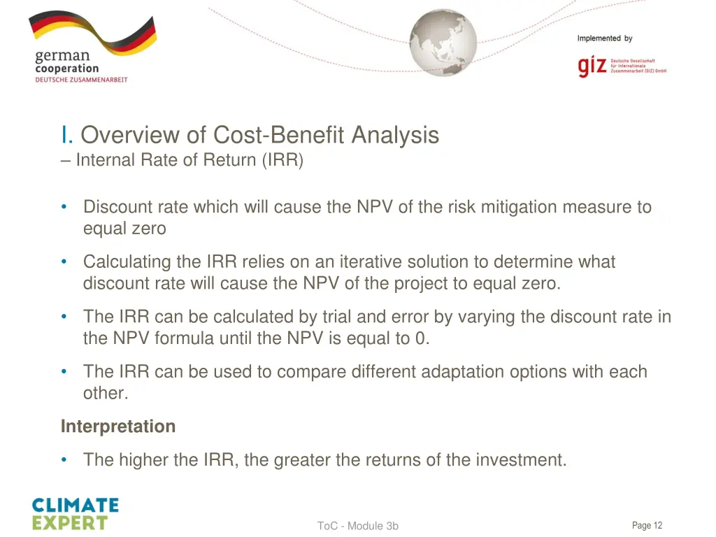 i overview of cost benefit analysis internal rate