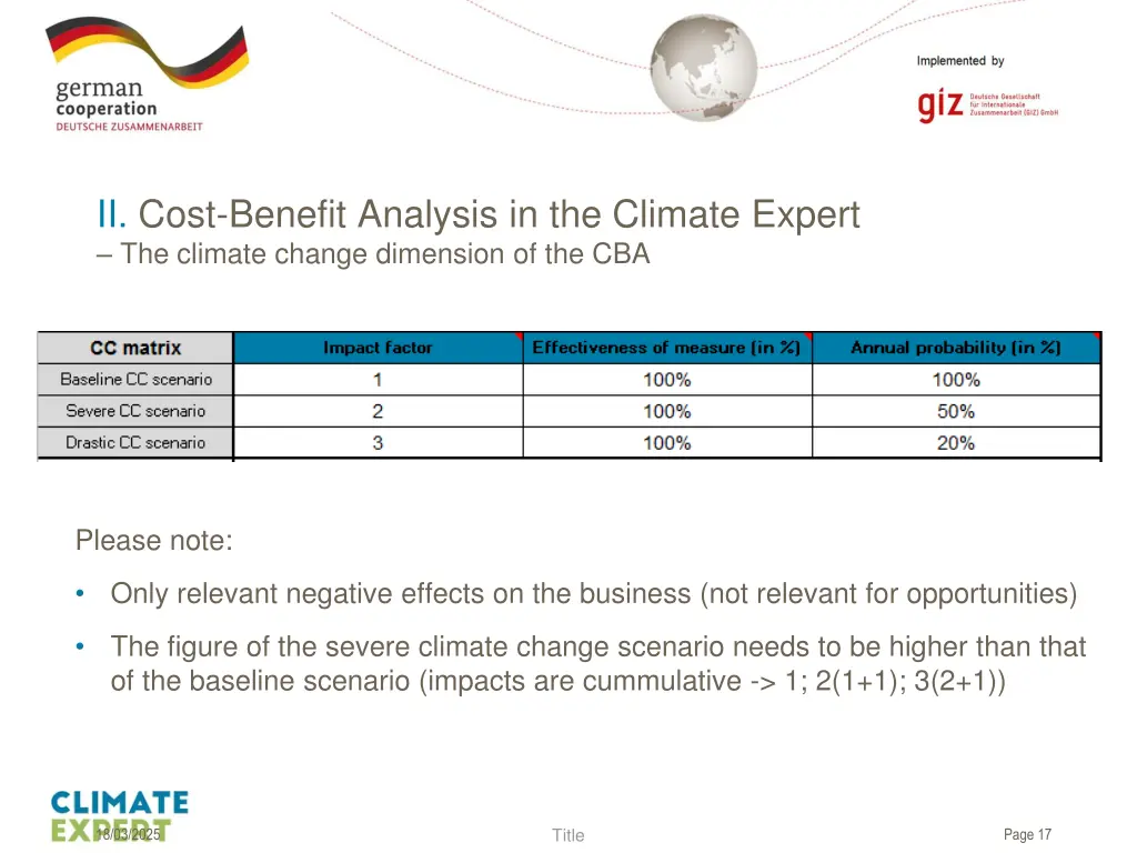 ii cost benefit analysis in the climate expert 2