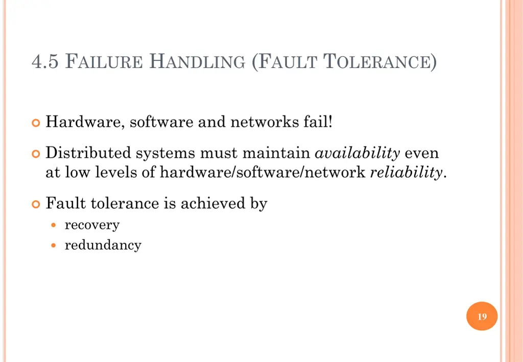 4 5 f ailure h andling f ault t olerance