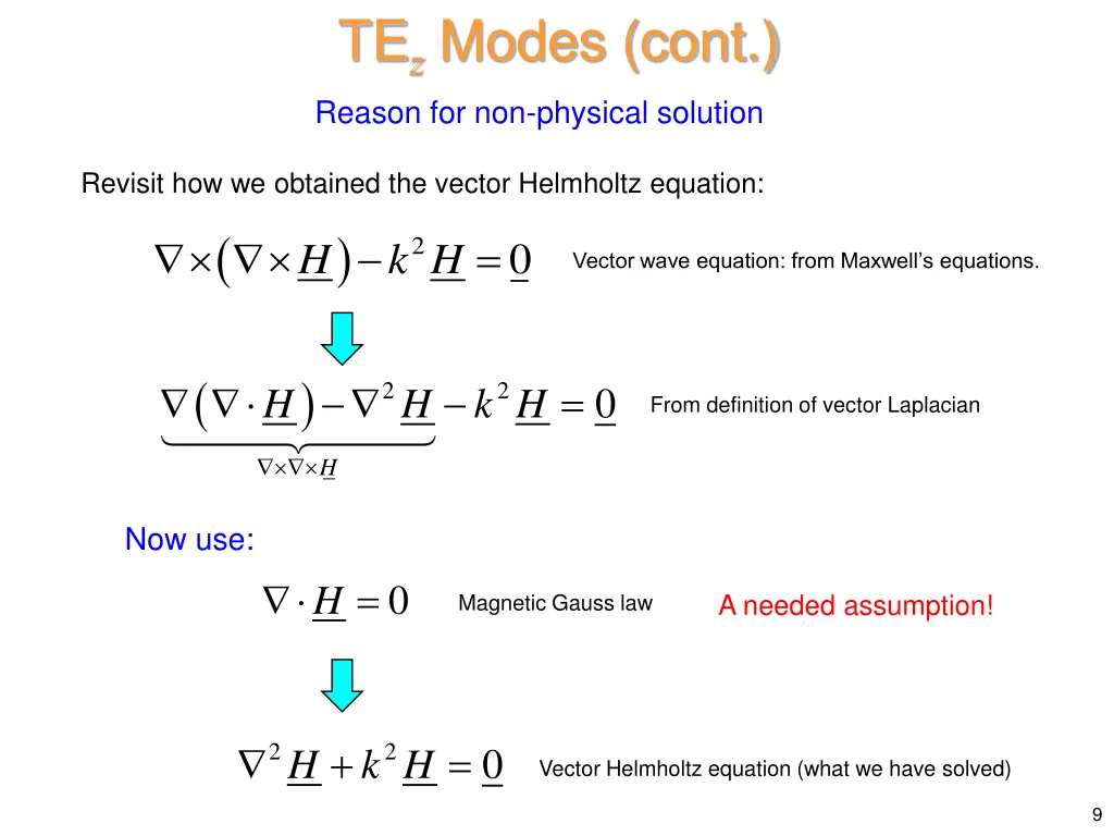 te z modes cont reason for non physical solution