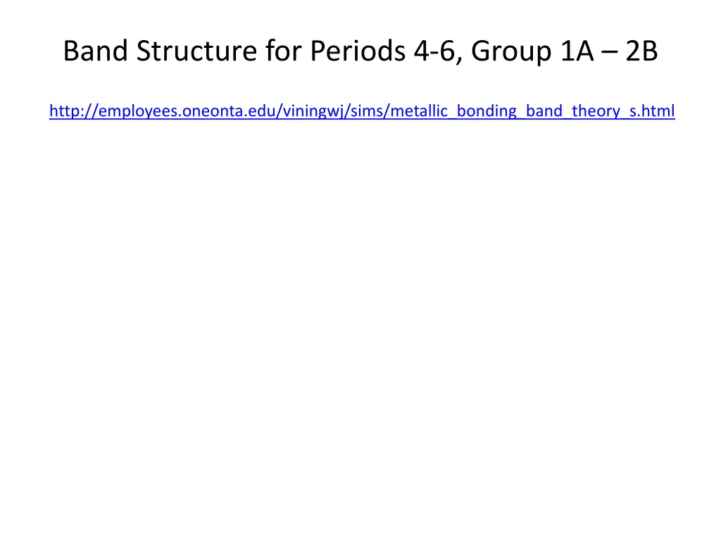band structure for periods 4 6 group 1a 2b