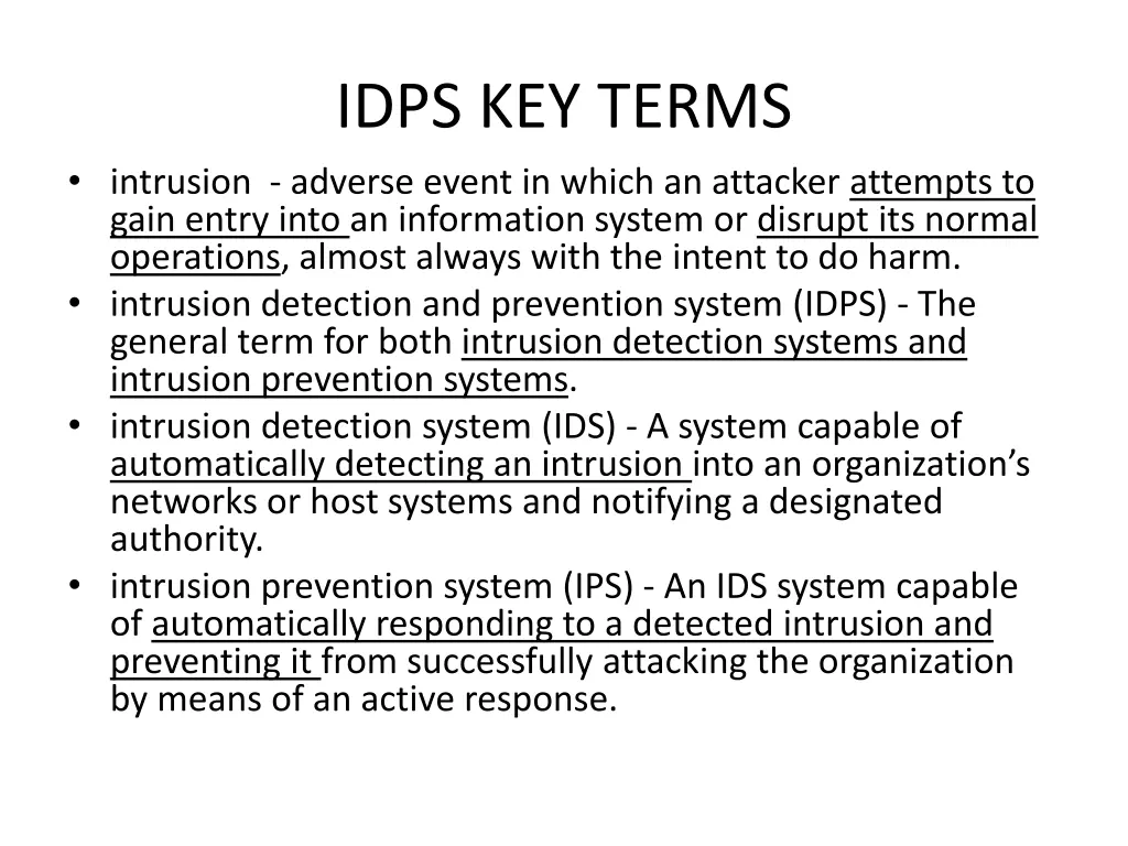 idps key terms