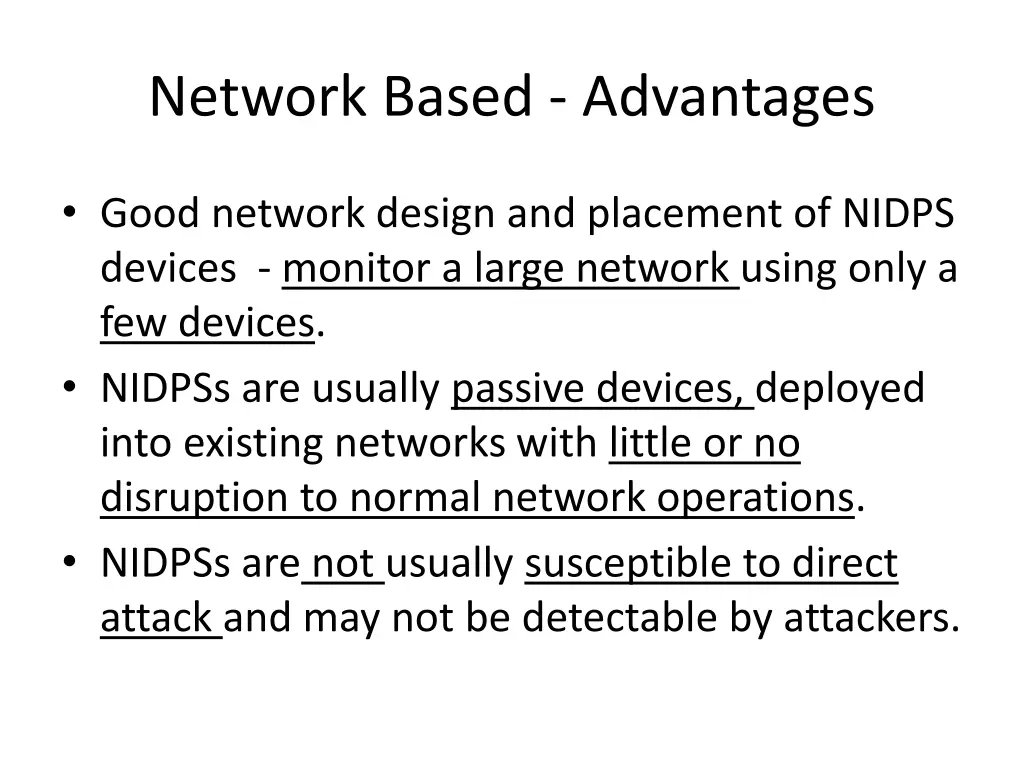 network based advantages