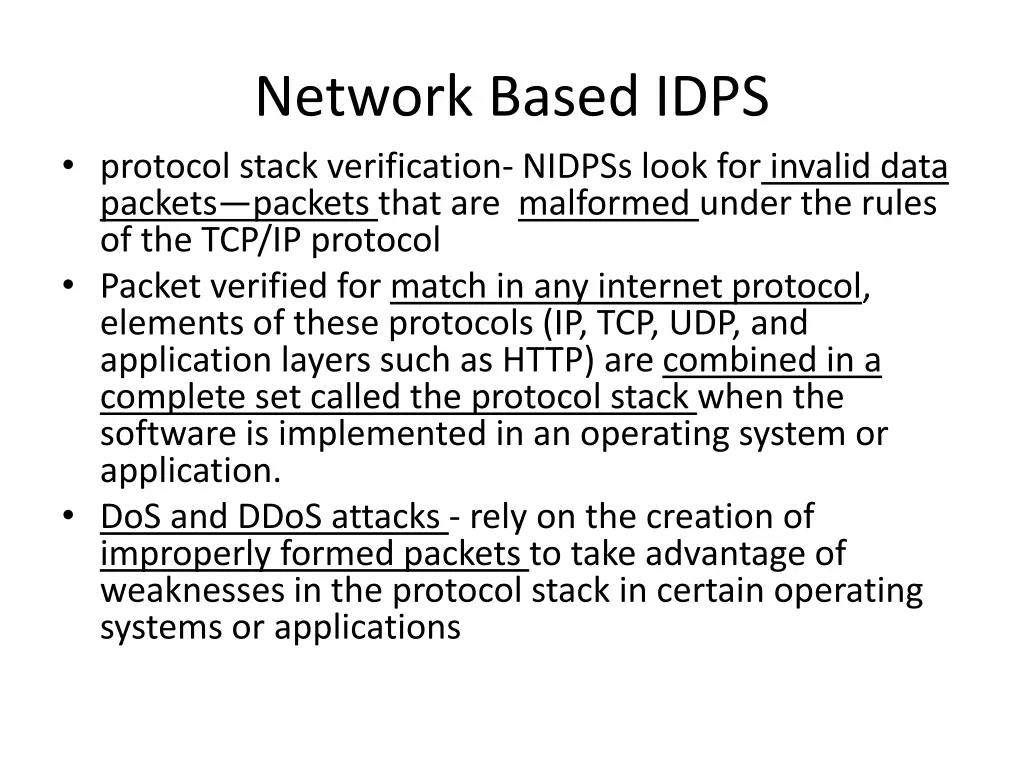 network based idps protocol stack verification