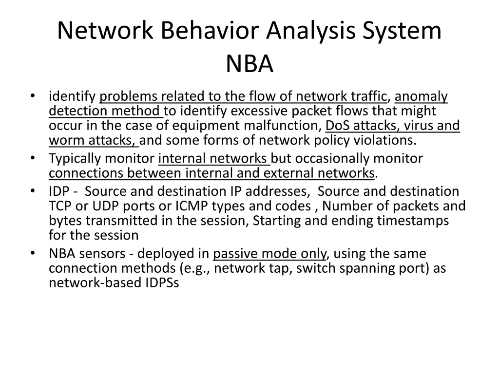 network behavior analysis system nba