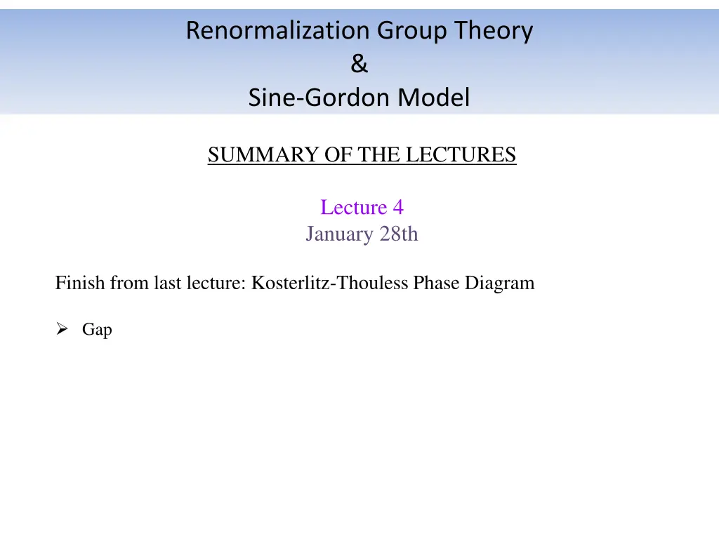 renormalization group theory sine gordon model 1