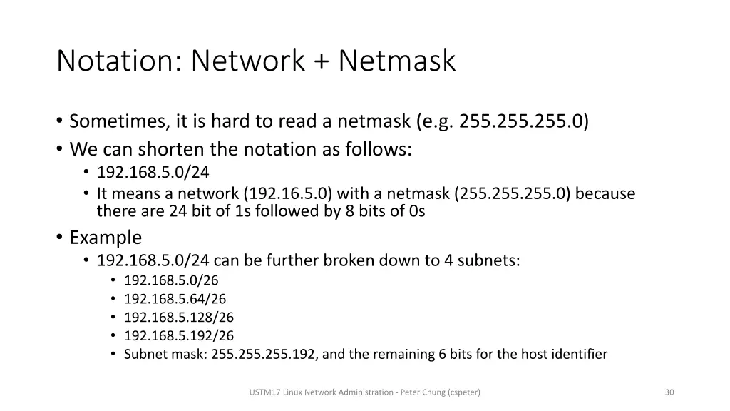 notation network netmask
