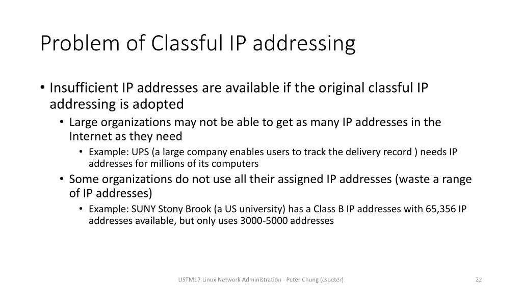 problem of classful ip addressing