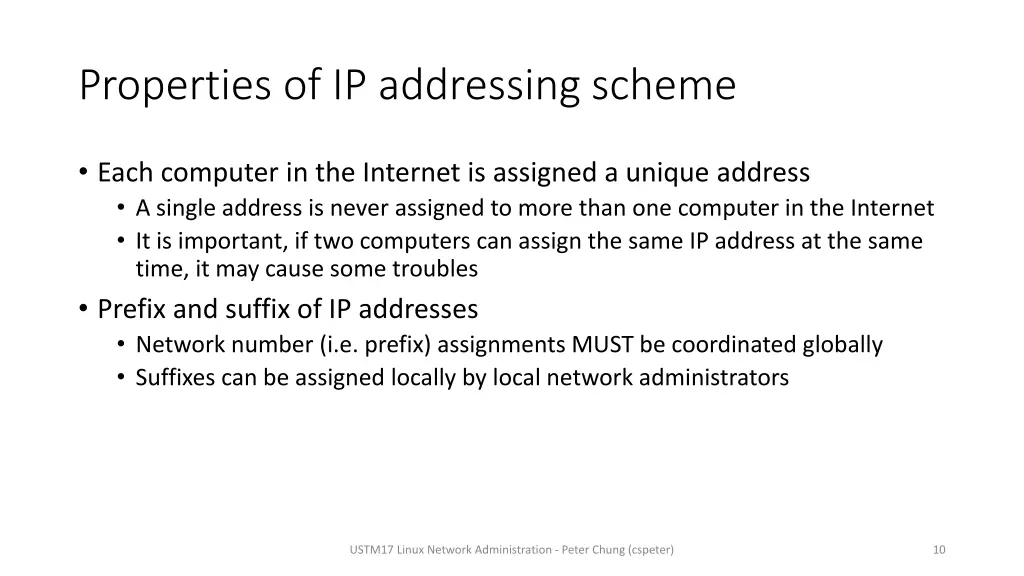 properties of ip addressing scheme