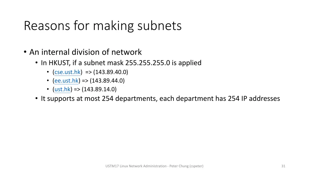 reasons for making subnets