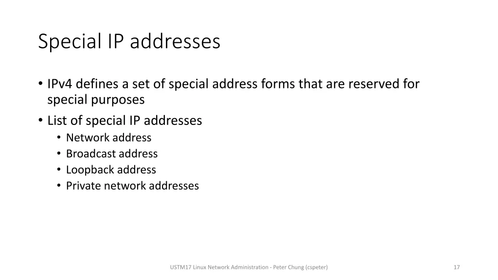 special ip addresses