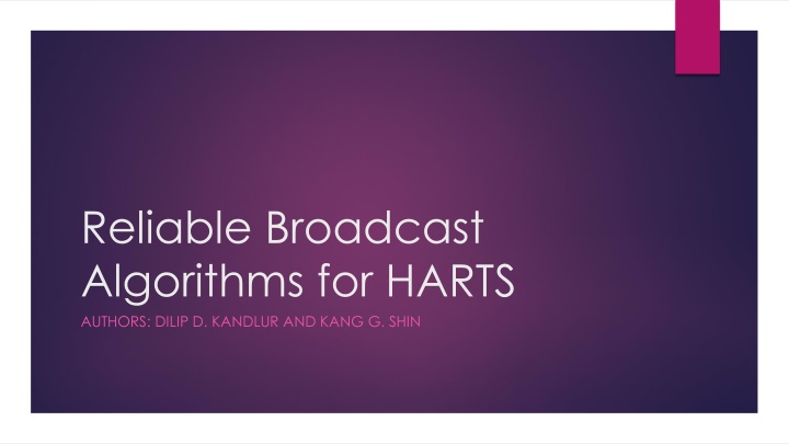 reliable broadcast algorithms for harts authors